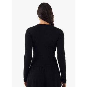 Phong Cách Mới Gân Mềm Mùa Thu Womens Dệt Kim Dài Tay Áo T Áo Sơ Mi Viscose Spandex Vuông Cổ Áo Giản Dị Tops Bán Buôn - Product Image 6