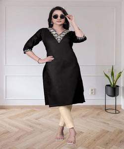 Elegante Traje Salwar de Algodón con Bordado Tesla, Prenda Étnica para Fiestas, Precio al por Mayor, Negro, 3 Piezas, para Mujer - Product Image 4