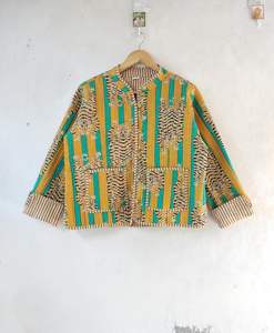 Veste matelassée 100% coton pour femmes réversible imprimé tigre nouvelle rayure Vintage Style Boho indien empreinte de main décontracté vêtements d'extérieur d'hiver - Product Image 6