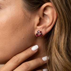 Mentor Gift Red <b>Garnet</b> Floral Post Stud <b>Earrings</b> 925 Sterling Silver January Birthstone Keepsake Thank You Present Idea Always - Product Image 4