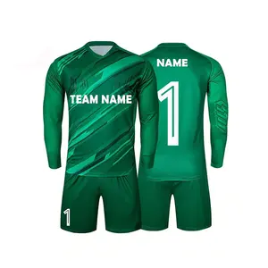 Maillots de Football personnalisés, maillot de gardien de but pour hommes, uniforme de Football à manches longues, short de Football, protection en éponge d'entraînement.