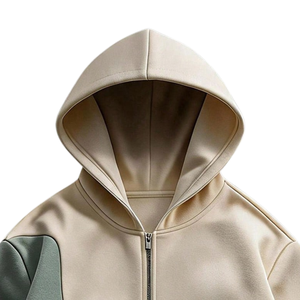 Unisex Color Block <b>Zip</b>-<b>Up</b> <b>Hoodie</b> with Front Logo 100% Polyester Fleece Hooded Sweatshirt Casual Streetwear Winter Warm - Product Image 3