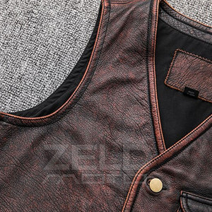Cuir véritable dans un nouveau style Gilet en cuir de haute qualité à la mode Meilleure vente pour les hommes adultes Gilet en cuir - Product Image 3