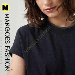 Camiseta de Jersey de algodón elástico con preciosas capas de imitación Camiseta personalizada Druck Logo Design Logo Camiseta de mujer - Product Image 3