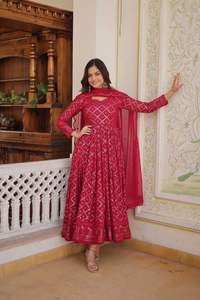 Robe de créateur Anarkali avec robe de fantaisie Dupatta pour les fêtes de mariage et les festivals à un prix abordable - Product Image 5