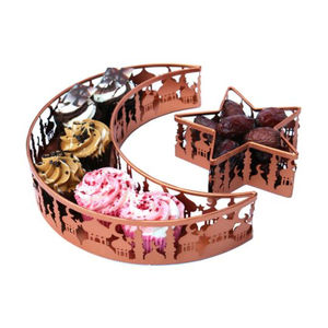 Ramadan Moon And Star Designer Postre Display Ramadan Celebration Bandeja Bandejas de metal de cobre para proveedores mayoristas - Product Image 1