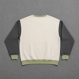 High Quality Men's Winter Embroidered Oversized <b>Crewneck</b> Color Block Sweatshirt 100% Cotton Comfortable Stylish Drop Shoulder - Product Image 2