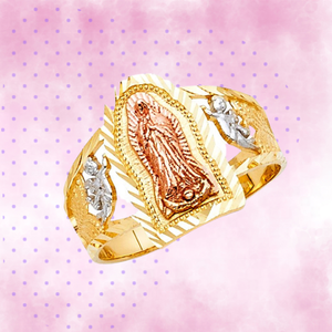 แหวนพระแม่มารีย์สำหรับผู้หญิงดีไซน์ทันสมัยหรูหราเคลือบสามโทนสีสไตล์คลาสสิกสำหรับงานเลี้ยงคริสเตียนวันครบรอบ - Product Image 5