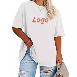200 grammes goutte épaule T-Shirt femmes Streetwear coton Polyester plaine femmes T-Shirts longs pour chemises surdimensionnées amples 2023 - Product Image 1