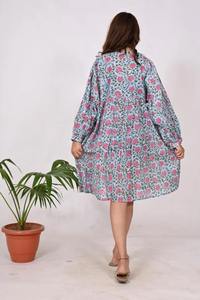 Handmade Indian Cotton Block Printed Summer Dress Stylish <b>Boho</b> Wedding Guest Outfit New Trendy Casual Dress Custom Front Bridal - Product Image 2