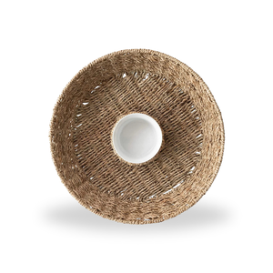 2023 nouveau Design rustique jonc de mer rond plateau de service vente chaude puces et plateau à tremper pour Buffet servant - Product Image 2