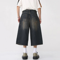 Short en jean de haute qualité jean droit décontracté en denim brut taille moyenne bouton décoration hommes jean en denim short en détresse