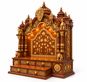 Mandir de madera de estilo tradicional del sur de la India para el hogar. Compre un templo exclusivo de estilo tamil de madera de teca Dev Ghar en EE. UU. - Product Image 4