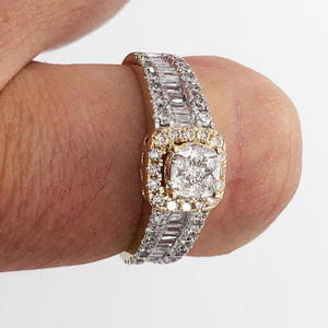 Alta calidad de lujo 14K oro Baguette diamante compromiso boda anillo estilo HipHop diamante Natural-joyería fina - Product Image 2