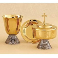 Calice et patène au design luxueux, motif raisins et blé, Ciborium, Ciboria, Articles religieux, Très durable, Esthétique