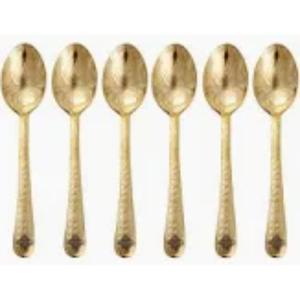 Top Grade Handcrafted Pure Brass <b>Spoon</b> Set Mirror Finish <b>Gold</b> Plated Eco-Friendly Customized Party Dining Kitchen Gifting - Product Image 1