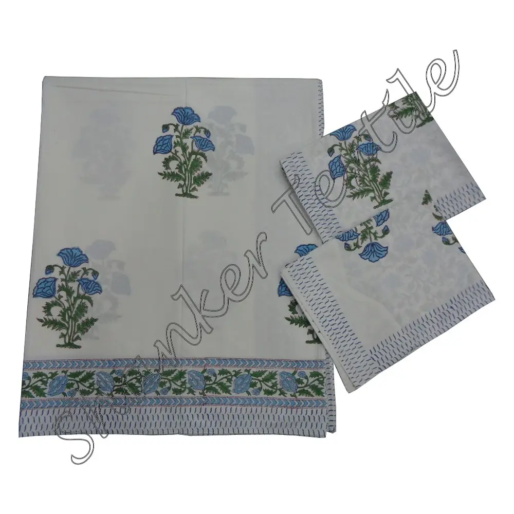 ผ้าปูที่นอนสไตล์ชนเผ่าขนาด90x108นิ้วผ้าฝ้าย100% 1ผ้าปูที่นอน1ผืนผ้าคลุมเตียงแบบแบนปลอกหมอน2ใบพิมพ์ลายดอกไม้ Sanganeri