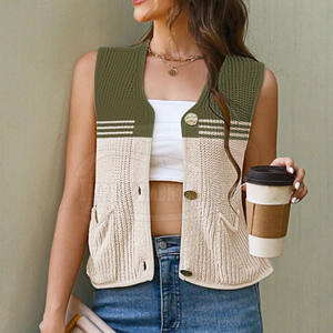 Gilet court en tricot pour femmes de marque privée au design unique Nouvelle arrivée Gilet court en tricot pour femmes - Product Image 4