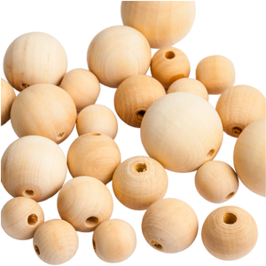Perles artisanales en bois de hêtre 8/14/15/16/30 mm, finition naturelle, pour bijoux, décoration DIY, vente en gros, logo personnalisé - Product Image 1