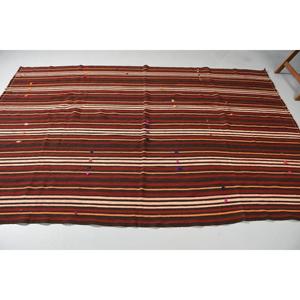 Alfombra Turca de 5.8x8.5 pies, Alfombra Grande Vintage, Alfombra Sólida Marrón Rojiza - Product Image 4