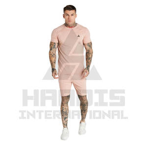 Ensemble T-shirts et shorts Slim Fit Nouveau design 100% coton Hommes Twin Set Bonne qualité Logo imprimé personnalisé - Product Image 3