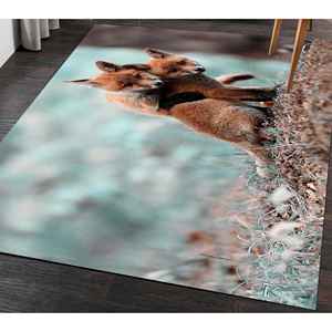 Tapis imprimé avec des animaux sauvages : renard, paysage forestier et motifs personnalisés, tapis doux non tissé - Product Image 3