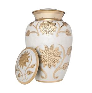 Urne funéraire verte Urne de crémation Artisanat en métal pour les cendres humaines Fabriquée à la main en laiton Convient pour le sépulture au cimetière ou la niche Grande taille - Product Image 4