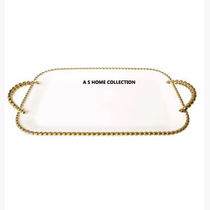 Plateau de courtoisie en verre miroir couleur argent brillant plat de service de haute qualité pour les fêtes de mariage pour la restauration - Product Image 2