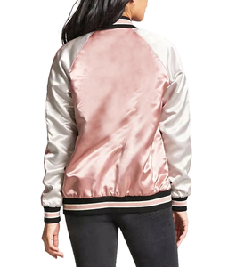 Zip Up College Satin Varsity Jacket Pour Femmes Nouvelles Femmes Satin Personnalisé Casual Vestes Pour Femmes - Product Image 2