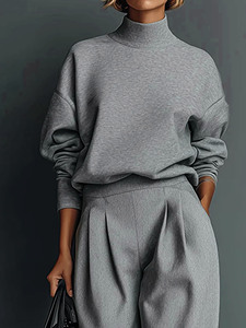 Sudadera de Forro Polar Extra Grande con Cuello Alto para Mujer, Hombros Caídos, Manga Larga, Corte Holgado, Fabricación de Ropa de Marca Privada - Product Image 4