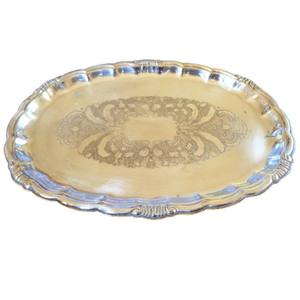Bandeja de Servir Ovalada Plateada Vintage Ecológica, Hecha a Mano, Duradera, Grabada, Regalo para Cocina Nueva, Directo de Fábrica - Product Image 2