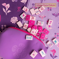 Premium-Style Gelee-Blumen-Mahjong-Steine mit Pastell-Gesichtskunst für festliche Geschenke, Boutique-Displays und geselliges Spielen