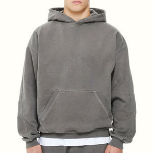 Sweat à capuche surdimensionné pour homme en coton de qualité supérieure 2026 avec impression délavée de luxe, logo personnalisé, sans cordon, pour la saison hivernale - Product Image 1