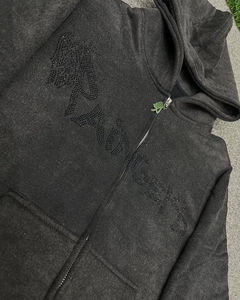 Streetwear Vintage Printing Distressed Acid Wash Rhinestone <b>Grey</b> Color Tracksuits for Latest fashion Made In Pakistan - Product Image 2