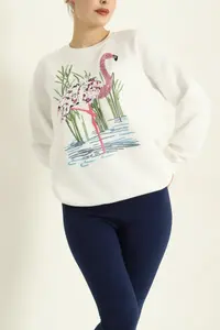 Elegante sudadera de mujer con jersey de hombro caído para otoño logotipo personalizado y diferentes estilos - Product Image 6