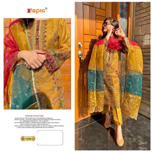 Trajes de Organza paquistaní de trabajo de bordado pesado de nuevo diseñador para damas vestido de algodón de estilo indio con ropa de fiesta Salwar precio bajo - Product Image 2