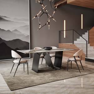 Mesa de Comedor Moderna de 220 cm con Tapa de Mármol y Patas de Acero Inoxidable para 6 Personas - Product Image 2