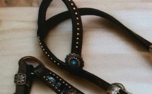 Vente chaude Premium Western Horse Noir Fleur Conchos Outillé À La Main Peint Floral Design Designer Montage Poitrine Headstall - Product Image 2