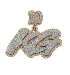 VVS Moissanite Hip Hop amarillo oro blanco colgante corte redondo diamante joyería colgante para hombres 925 plata esterlina - Product Image 2