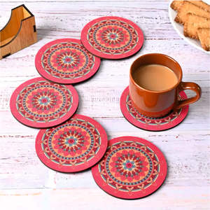 ชุดจานรองแก้วไม้เอ็มดีเอฟ6ชิ้นพร้อมพื้นผิวมันวาวสำหรับบ้านหรือออฟฟิศของสะสม - Product Image 3