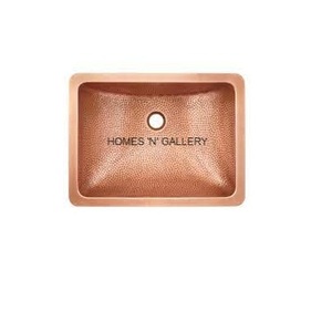 Antique Copper Single Bowl <b>Kitchen</b> <b>Sink</b> with High Quality Classic Finish Hammered Rectangular Style Faucet for India Standard - Product Image 2