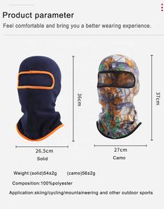 Masque de ski en polaire d'hiver chaud, couvrant tout le visage, un trou, noir, balaclava homme, livraison DDP - Product Image 3
