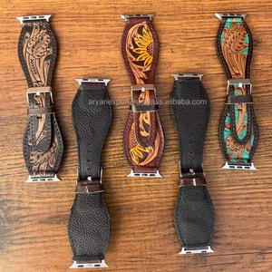 Boho ตะวันตกมือทาสีดอกทานตะวันเครื่องมือหนังสายนาฬิกาสมาร์ทสไตล์นาฬิกาโทรศัพท์สายหนังแท้ - Product Image 5