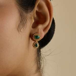 Pendientes Colgantes de Plata con Perla de Agua Dulce Chapada en Oro y Diamantes en Forma de Flor para Boda/Fiesta 181807 - Product Image 2