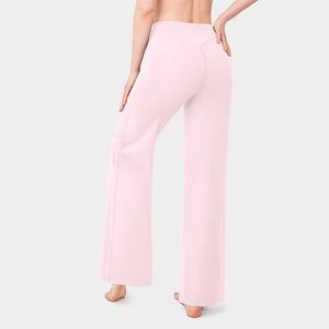 Pantalon droit ample uni personnalisé pour femmes vêtements de sport de haute qualité pantalon droit extensible taille haute à jambes larges pour femmes - Product Image 5