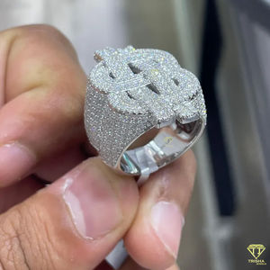 Anillo de hombre cultivado en laboratorio completamente helado, anillo de signo de dólar de Hip Hop, anillo redondo cultivado en laboratorio de Hip Hop, anillo personalizado - Product Image 3