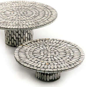 Bandejas para servir elegantes artesanías de lujo Royal Cake Stand con incrustaciones de nácar para panaderos para pasteles y pasteles - Product Image 4