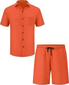 Conjuntos Deportivos para Hombre, Pantalones Cortos, Camisas Polo con Botones, Conjuntos Deportivos Casuales para Caminar, Cómodos - Product Image 1