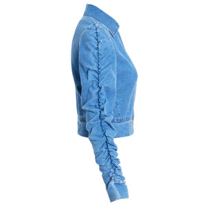 Hiver Automne Mode Femmes Taille 10 8 16 14 12 Manches Bouffantes Jeans Jacket Ladies Jean Crop Jackets Sky Blue - Product Image 3