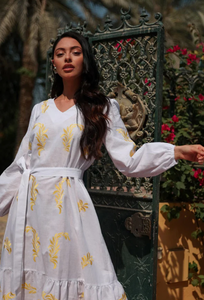 Nueva llegada de calidad superior de las mujeres de Ucrania bordado largo Midi Maxi vestido con trabajo de hilo de oro y plata a precios a granel - Product Image 2